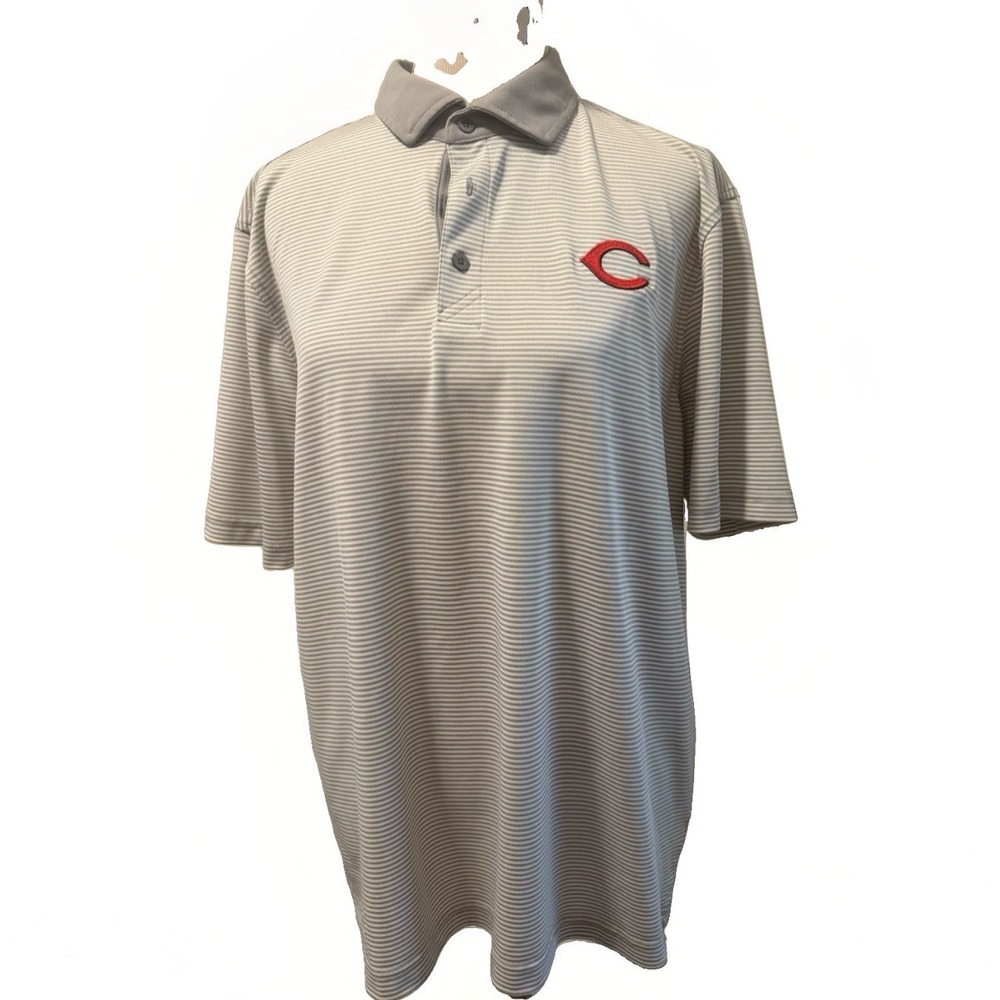 Cincinnati Reds Cutter & Buck Polo Golf Shirt CB DryTec Poly Men's Sz Large